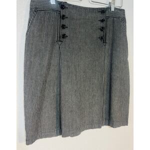 Larry Levine Women's Pencil Skirt Sz 12 Striped Buttons Pockets Fall Attire